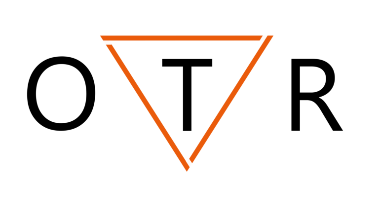 Die Buchstaben O, T und R nebeneinander angeordnet, das T wird von einem angeschnittenen orangenen Dreieck umrahmt.